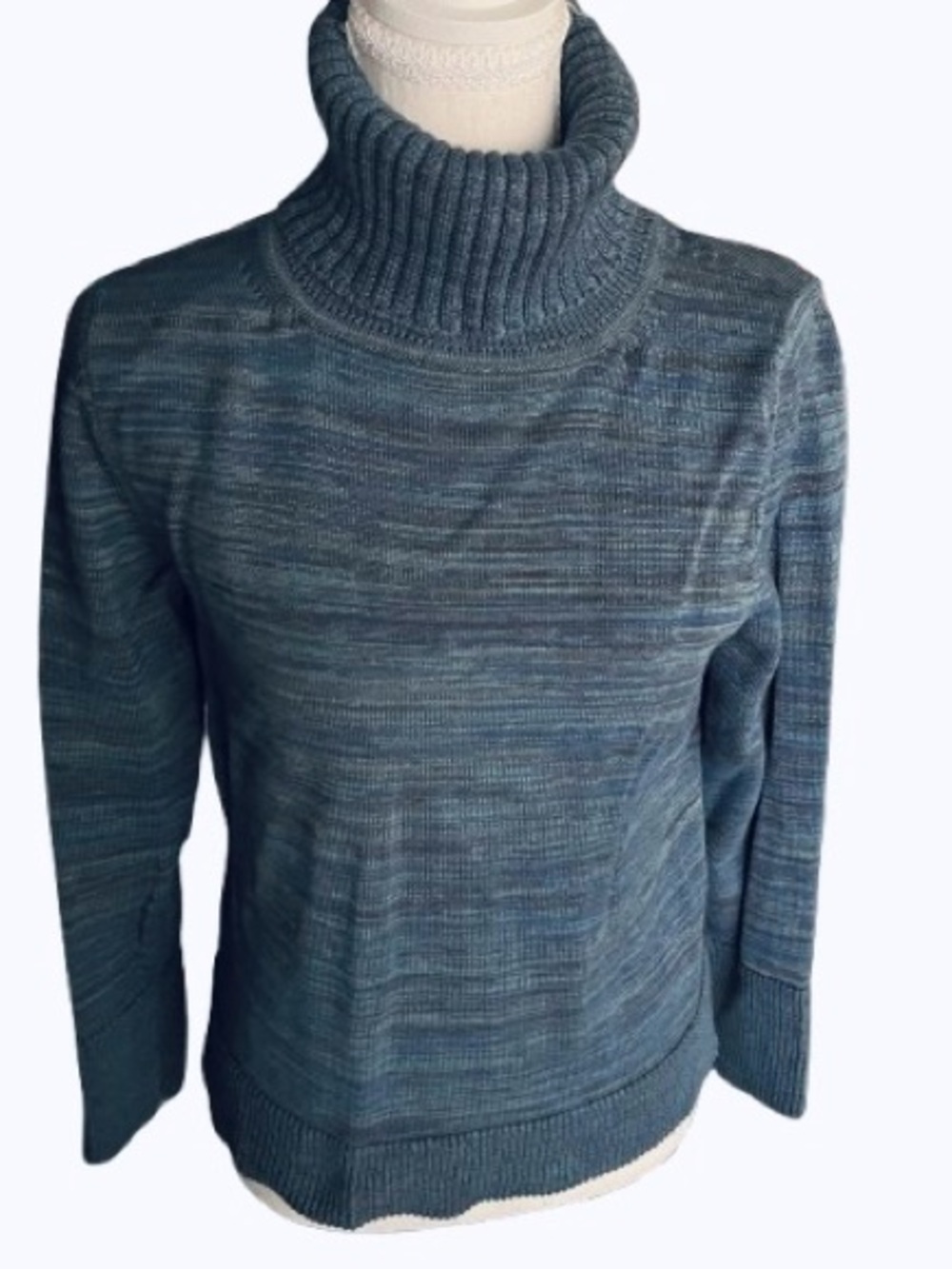 100% Pima Cotton PERUVIAN CONNECTION Knit Sweater Y2K Boho Cottage Turtleneck